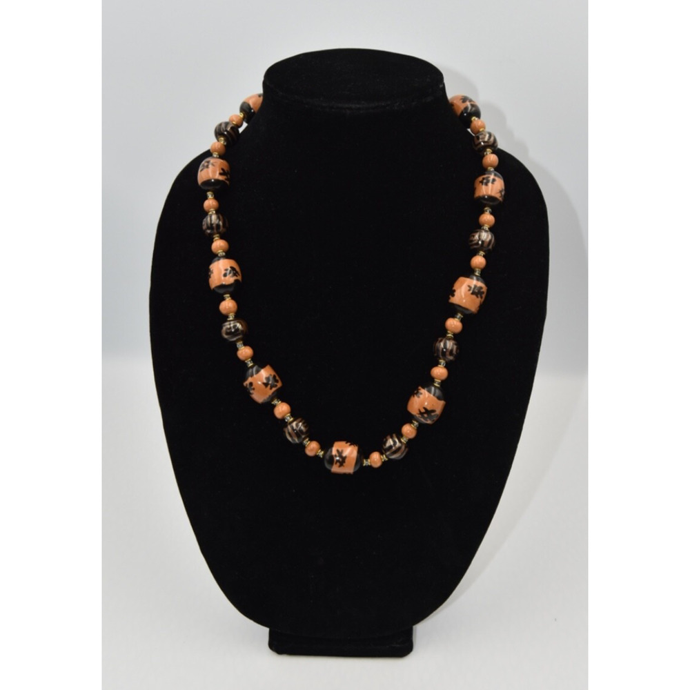 Kazuri Kenya Hand Crafted Fair Trade Black & Brown Beaded Statement Necklace